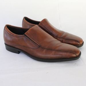 ECCO Citytray Leather Mens Bike Toe Slip-on Cognac Dress Shoes Size EU 45 US 12